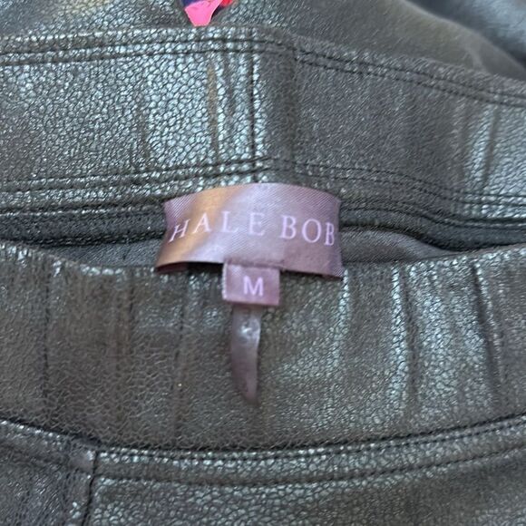 HALE BOB FAUX LEATHER TEXTURED HIGH RISE LEGGINGS BLACK M - Picture 5 of 6